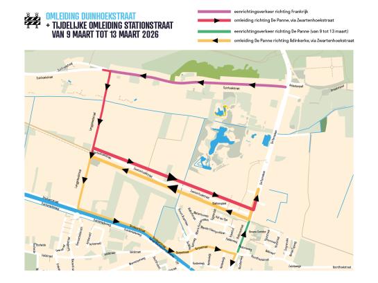 Omleiding Stationsstraat 9 maart